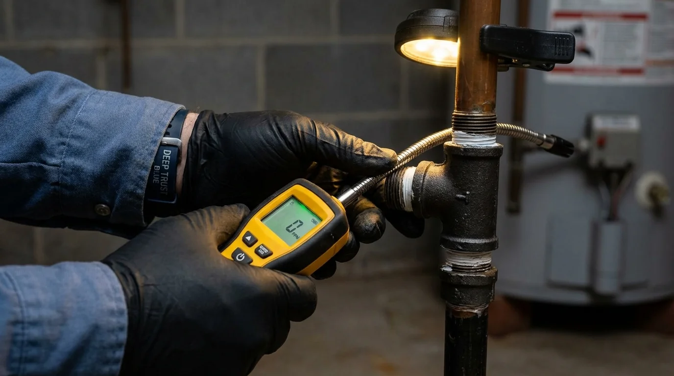 Gas leak detection with electronic sniffer by Johns Plumbing LLC in Clute